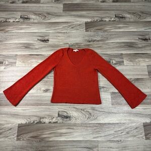 Madewell Flared V-Neck Sweater in Etruscan Clay Size Medium